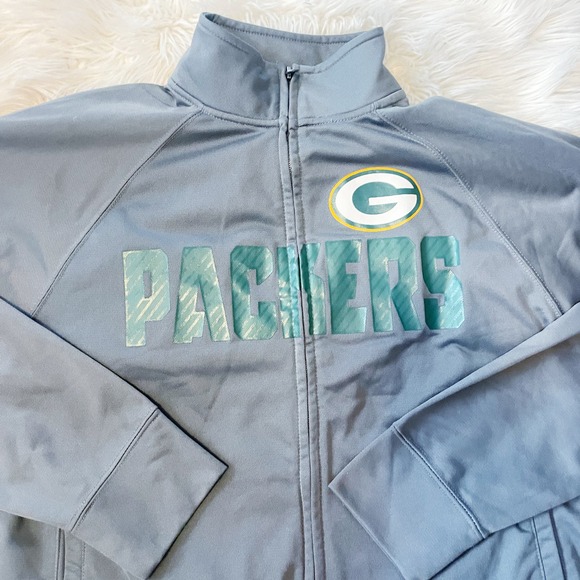Green Bay Packers NFL Team Apparel Gray Full Zip Athletic Jacket Men's Medium - Picture 6 of 6